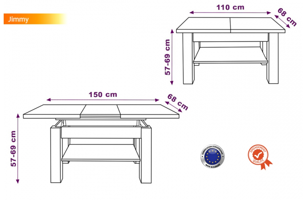 Table basse connectée avec Réfrigérateur intégré MontBlanc TBSM150B 150L /  Gold