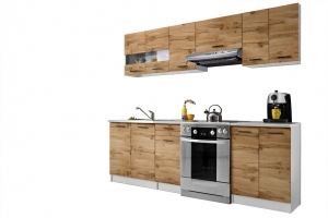 CUISINE BIGO FINITION BOIS 7 ÉLÉMENTS 240 CM