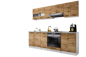 CUISINE BIGO FINITION BOIS 8 ÉLÉMENTS 240 CM