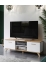BERGEN Meuble TV scandinave 150 cm sur pieds Bois et Blanc