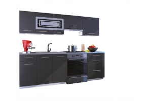 Cuisine GIOVANNA 7 éléments - graphite mat 2m40 - grand casserolier