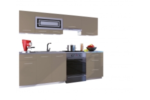 Cuisine GIOVANNA 7 éléments - taupe mat 2m40 - grand casserolier