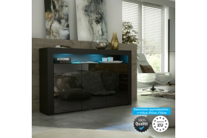 BUFFET JIVE 145 CM PORTES NOIR LAQUÉES AVEC LEDS