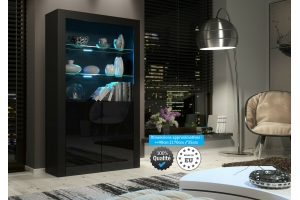 VITRINE 90 CM JIVE PORTES NOIR LAQUÉES AVEC LEDS