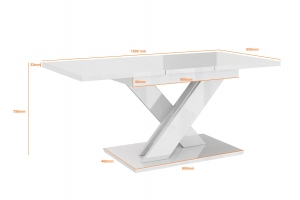 TABLE A MANGER EXTENSIBLE BRUCE - BOIS CHENE et BLANC LAQUE 140-180