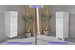 LAVEO 30 CM - Meuble salle de bain en BLANC laqué à accrocher ou poser