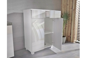 LAVEO 60 CM - Meuble salle de bain en BLANC laqué à accrocher ou poser