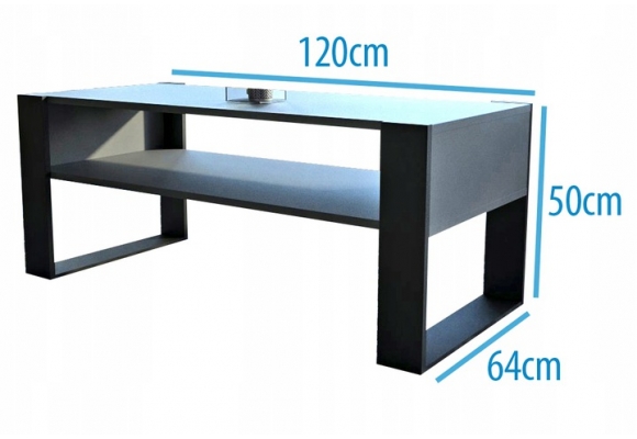 TABLE BASSE LOVY BLANC / NOIR - STYLE INDUSTRIEL - 120cm x 64 cm