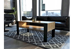 TABLE BASSE LOVY CHÊNE / NOIR - STYLE INDUSTRIEL - 120cm x 64 cm