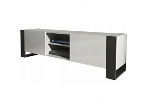 MEUBLE TV 160 CM LOVY BLANC MAT ET LAQUÉ - STYLE INDUSTRIEL