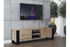 MEUBLE TV 160 CM LOVY CHÊNE AVEC PIEDS NOIR - STYLE INDUSTRIEL