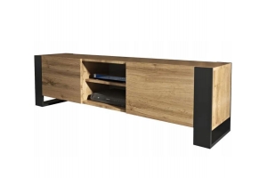 MEUBLE TV 160 CM LOVY CHÊNE AVEC PIEDS NOIR - STYLE INDUSTRIEL