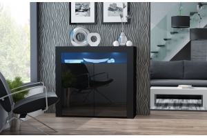 Commode spider blanc mat et noir laque avec leds