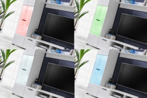 Meubles Switch laqué avec vitrines LED multicolore