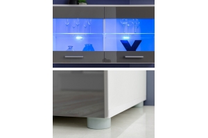 Meubles Salon HAZE laqué vitrines LED