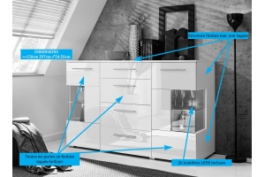 Bahut buffet CRYSTAL laqué LED