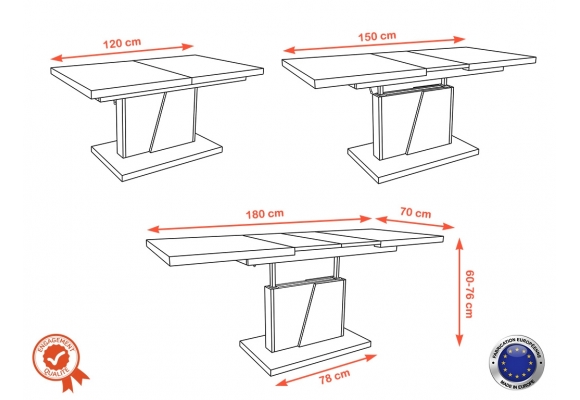 CHOPIN TABLE BASSE RELEVABLE ET EXTENSIBLE