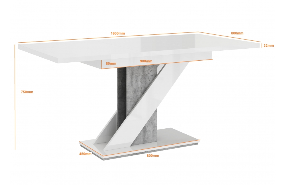 Dyon Basic table de cuisine extensible blanc laqué bois 90x137-185cm