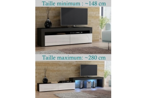MEUBLE TV FLEX FACADES LAQUEES - EXTENSIBLE ANGLE MODULABLE 148 à 280 cm