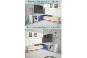 MEUBLE TV FLEX FACADES LAQUEES - EXTENSIBLE ANGLE MODULABLE 148 à 280 cm