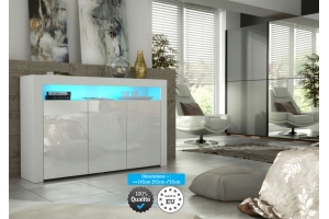 Buffet JIVE 145 cm blanc laqué avec LEDS
