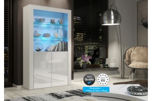 Vitrine JIVE 90 cm blanc laqué avec LEDS