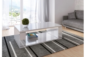 Grande table basse lilly blanc laque design 130 x 70 cm