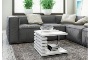 TABLE BASSE TOKYO BLANC LAQUE DESIGN 60 x 60 HAUTEUR 51 CM