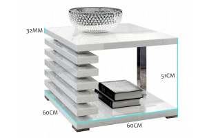 TABLE BASSE TOKYO BLANC LAQUE DESIGN 60 x 60 HAUTEUR 51 CM