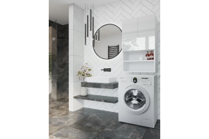 Laveo - Meuble pour machine à laver en laqué à accrocher 60 cm