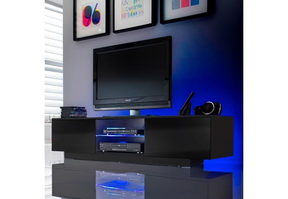 Meuble TV Giorgio suspendu ou à poser au sol - avec ses lumières LED RGB USB