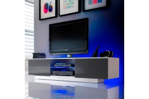 Meuble TV Giorgio suspendu ou à poser au sol - avec ses lumières LED RGB USB