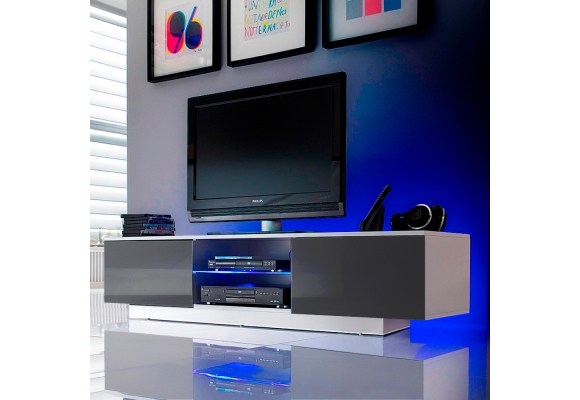 Meuble TV Giorgio suspendu ou à poser au sol - avec ses lumières LED RGB USB