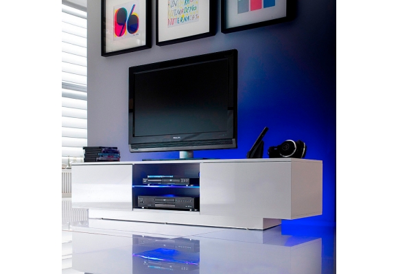 Meuble TV Giorgio suspendu ou à poser au sol - avec ses lumières LED RGB USB