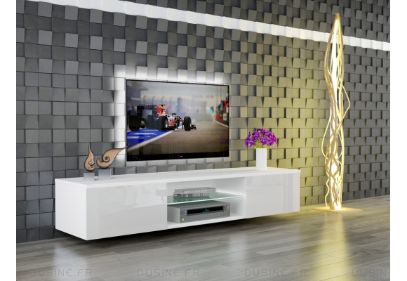 Meuble TV Giorgio suspendu ou à poser au sol - avec ses lumières LED RGB USB